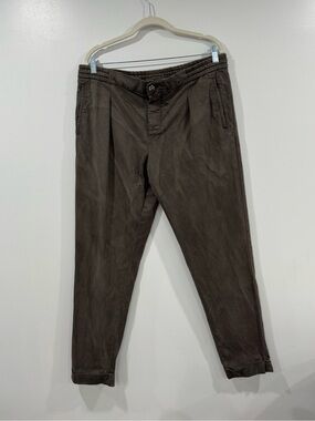 Kiton Men Brown Pleated Cotton Pant Size 34